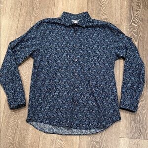 Express Blue Patterned Dress Shirt